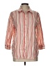 Chico's 100% Linen Stripes Orange 3/4 Sleeve Button-Down Shirt Size Lg (2) - photo 1