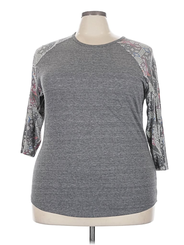 Pre-owned Lularoe 3/4 Sleeve T-shirt In Gray