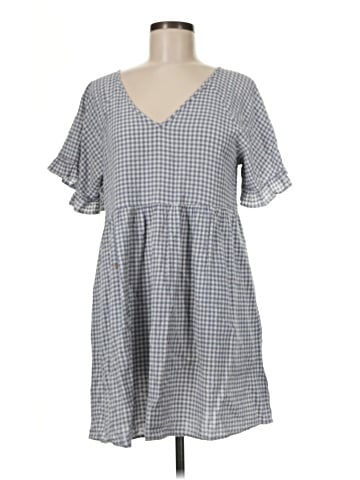 Madewell Ruffle-Sleeve Babydoll Dress in Seersucker Gingham (view 1)