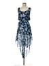 Aqua 100% Polyester Print Blue Cocktail Dress Size M - photo 1