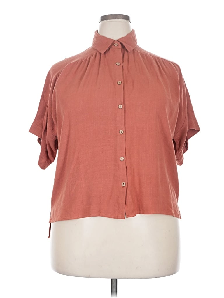Pre-owned Unbranded Short Sleeve Blouse In Brown