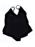 Aqua Green Solid Black Swimsuit Top Size L - photo 2