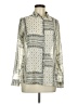 Stradivarius Print Ivory Long Sleeve Blouse Size M - photo 1