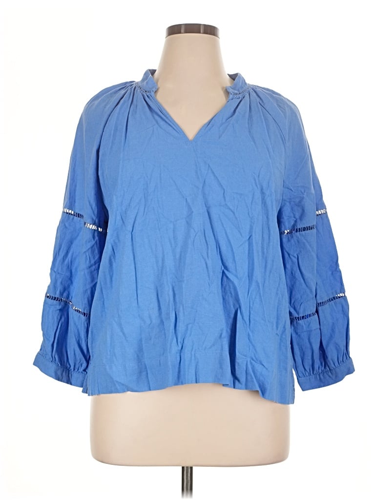 Pre-owned Ann Taylor Loft 3/4 Sleeve Blouse In Blue