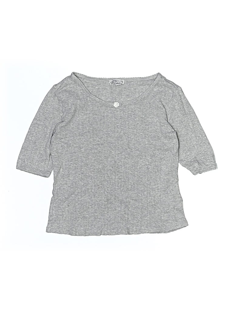 Pre-owned Crewcuts Kids' 3/4 Sleeve Top Gray Crew Neck Tops