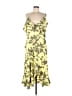 DKNY 100% Polyester Tropical Yellow Casual Dress Size 10 - photo 1