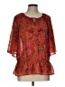DR2 100% Polyester Red 3/4 Sleeve Blouse Size L (estimated) - photo 1