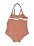 Unbranded 100% Polyester Chevron-herringbone Tan One Piece Swimsuit Size 90 cm / US 12-24 MO - photo 2
