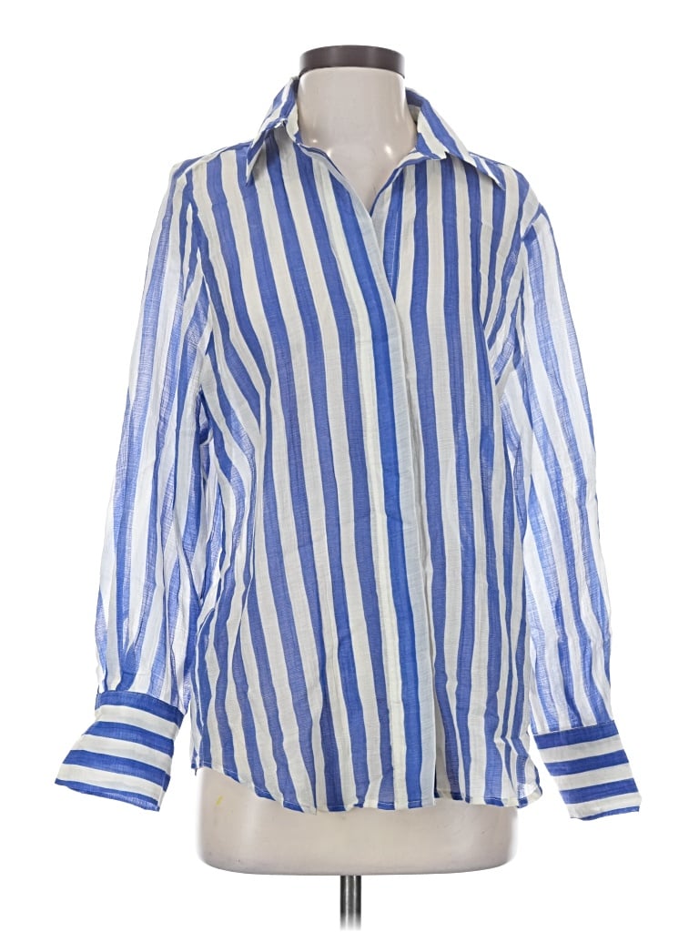 Pre-owned Mng Long Sleeve Blouse In Blue