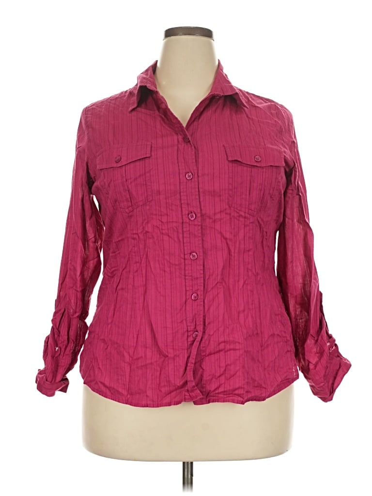 Pre-owned Coldwater Creek Long Sleeve Button Down Shirt In Burgundy