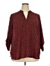 Lush 100% Polyester Animal Print Burgundy 3/4 Sleeve Blouse Size 2X - photo 1