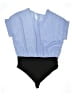 White Birch Color Block Blue Short Sleeve Blouse Size L - photo 2