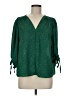 Olivia Grey 100% Polyester Green 3/4 Sleeve Blouse Size M - photo 1