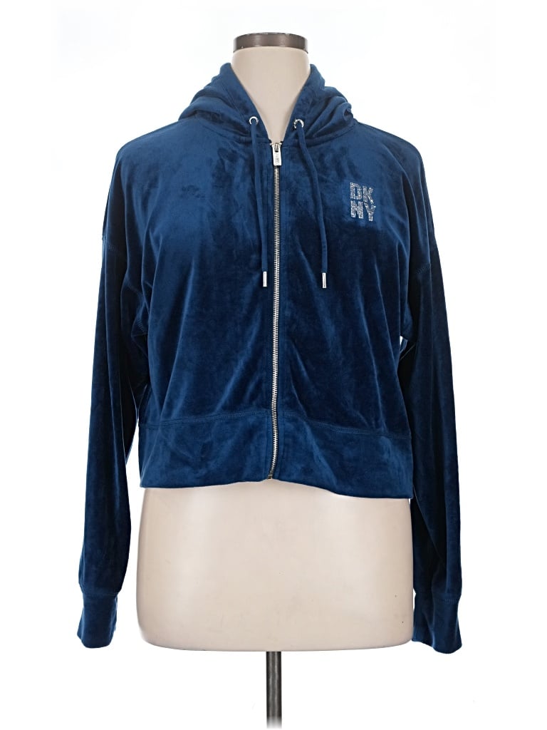 Pre-owned Dkny Sport Zip Up Hoodie In Blue