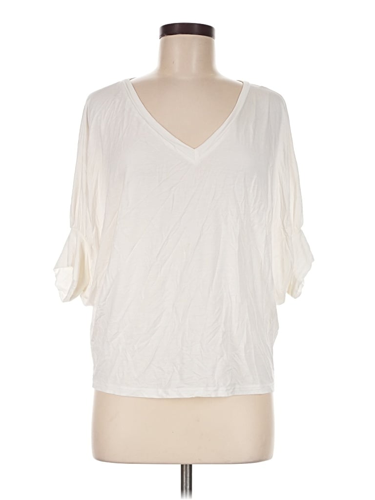 Pre-owned Betabrand 3/4 Sleeve T-shirt In Ivory