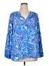 Lilly Pulitzer 100% Polyester Paisley Blue Long Sleeve Blouse Size XL - photo 1