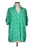 CAbi 100% Polyester Stars Green Short Sleeve Blouse Size L - photo 1