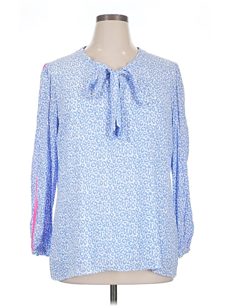 Pre-owned Sail To Sable Long Sleeve Blouse In Blue