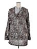 New York Laundry Animal Print Silver Long Sleeve Blouse Size 2X - photo 2