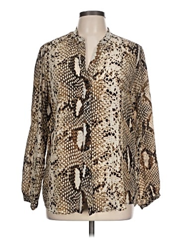 Zoe & Sam Long Sleeve Silk Top (view 1)
