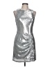 Avec Les Filles 100% Polyester Metallic Silver Cocktail Dress Size 10 - photo 1
