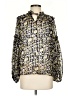 Calligraphie 100% Polyester Floral Gold 3/4 Sleeve Blouse Size S - photo 1