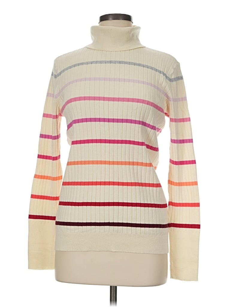 Pre-owned Talbots Outlet Long Sleeve Turtleneck In Ivory