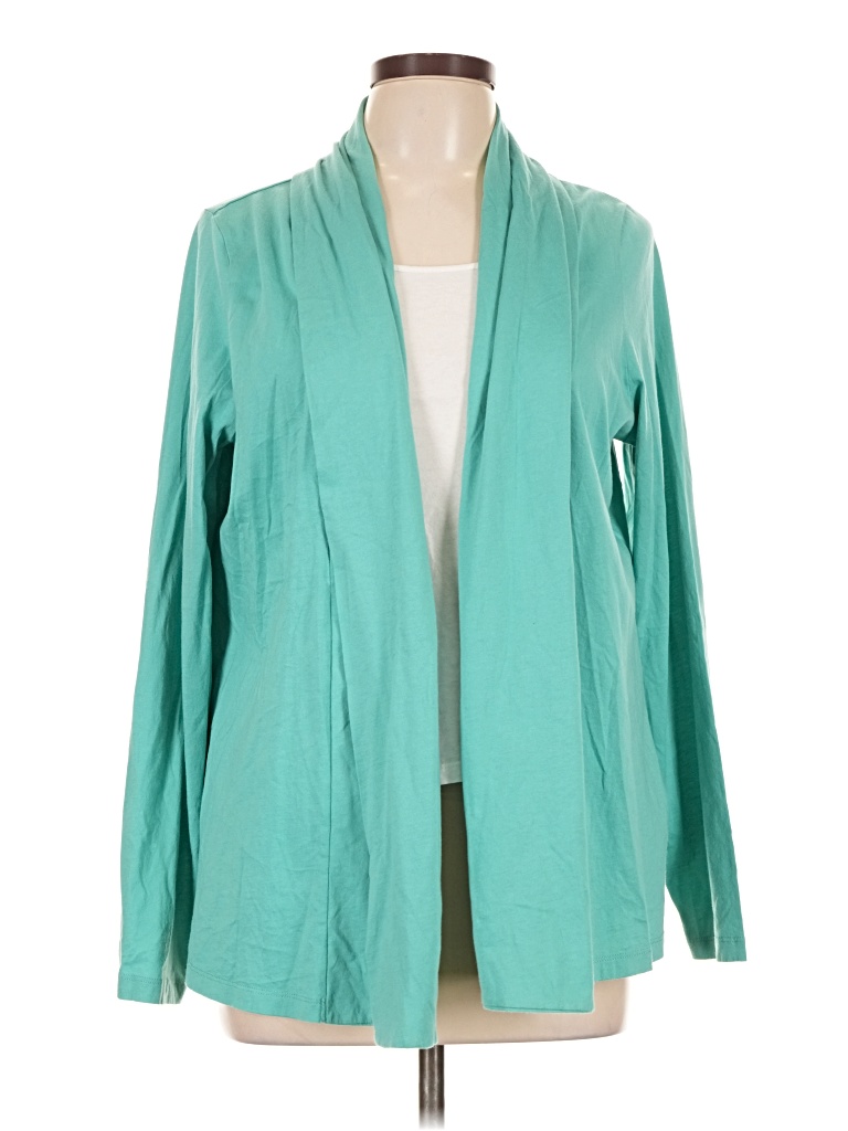 Pre-owned Lands' End Cardigan Sweater In Teal