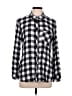 Gap 100% Viscose Checkered-gingham Black Long Sleeve Button-Down Shirt Size L - photo 1