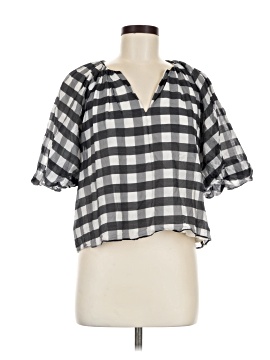 Madewell Bubble-Sleeve Top in Gingham (view 1)
