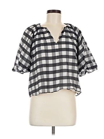 Madewell Bubble-Sleeve Top in Gingham (view 1)