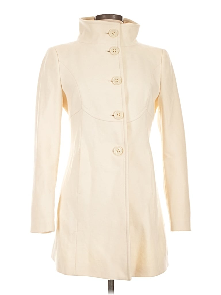 Pre-owned Stile Benetton Wool Coat In Ivory