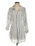 Kona Sol Stripes Silver 3/4 Sleeve Button-Down Shirt Size S - photo 1