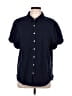 Dylan Solid Blue Short Sleeve Button-Down Shirt Size L - photo 1