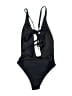 Unbranded Solid Black One Piece Swimsuit Size M - photo 2