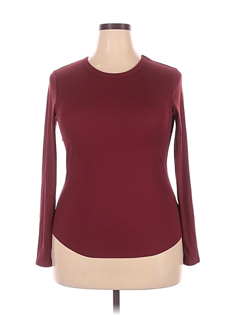 Unbranded Long Sleeve T-shirt In Burgundy