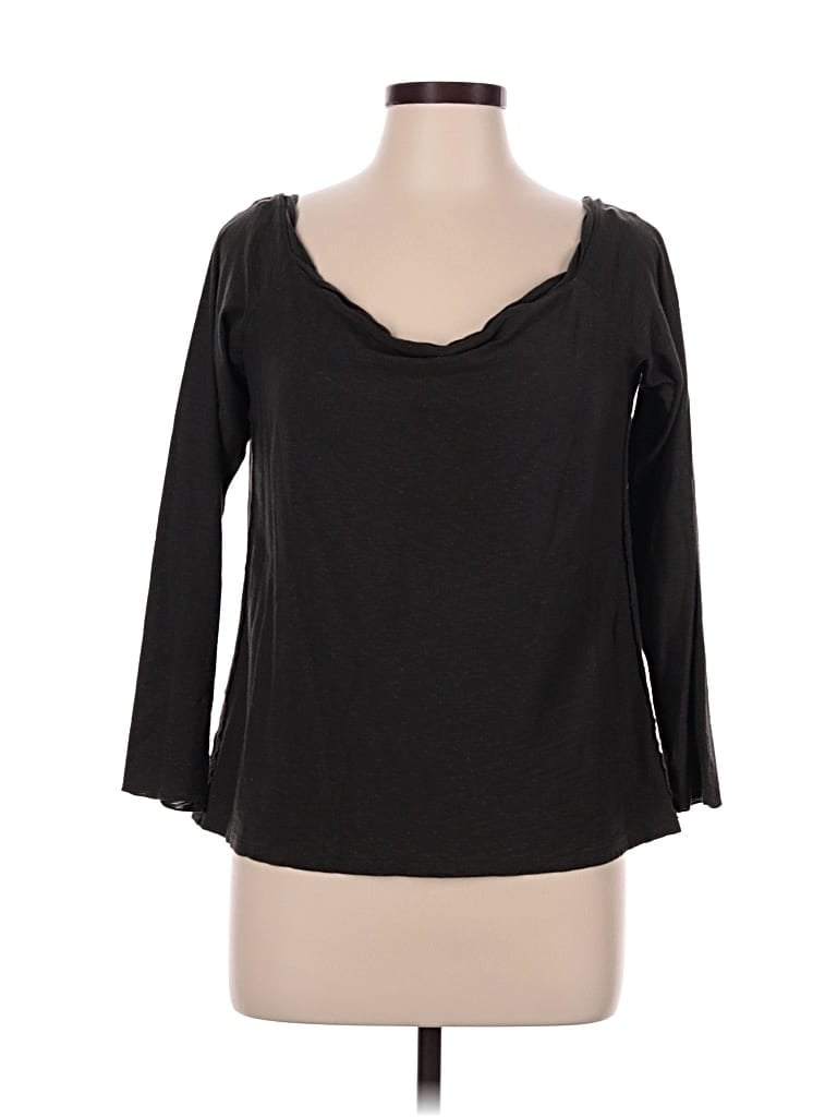 Pre-owned Nation Ltd. By Jen Menchaca 3/4 Sleeve Top Black Scoop Neck Tops