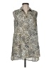 Chico's 100% Linen Animal Print Silver Sleeveless Button-Down Shirt Size Med (1) - photo 1