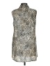 Chico's 100% Linen Animal Print Silver Sleeveless Button-Down Shirt Size Med (1) - photo 2