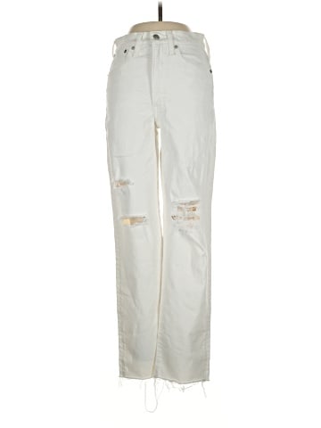Madewell The Perfect Vintage Straight Jean in Tile White: Ripped-Knee Edition (view 1)