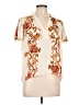 Rose + Olive Floral Ivory Short Sleeve Blouse Size L - photo 1