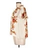 Rose + Olive Floral Ivory Short Sleeve Blouse Size L - photo 5