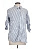 DASH 100% Cotton Stripes Blue 3/4 Sleeve Button-Down Shirt Size L - photo 1
