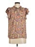 1.State 100% Polyester Brown Short Sleeve Blouse Size M - photo 1