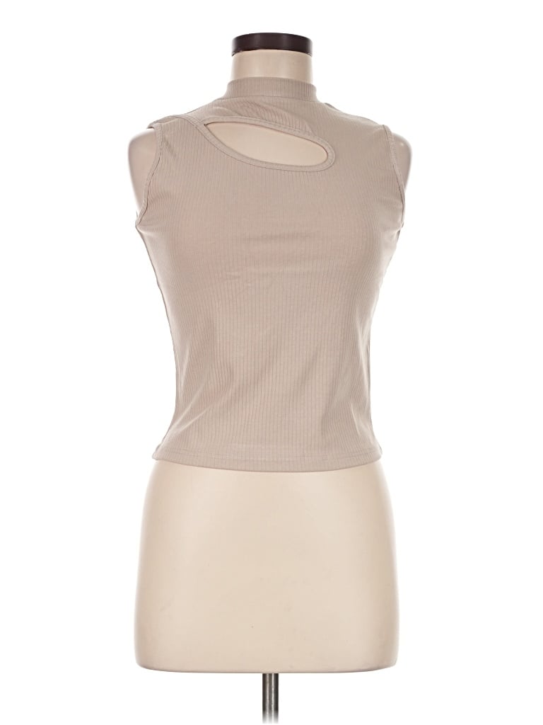 Pre-owned Grace & Emma Sleeveless Top Tan Cowl Neck Tops