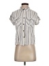 Pink Rose Stripes Ivory Short Sleeve Button-Down Shirt Size S - photo 1