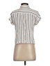 Pink Rose Stripes Ivory Short Sleeve Button-Down Shirt Size S - photo 2