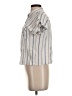 Pink Rose Stripes Ivory Short Sleeve Button-Down Shirt Size S - photo 5