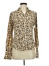 Alfani Animal Print Tan Long Sleeve Silk Top Size 6 - photo 1