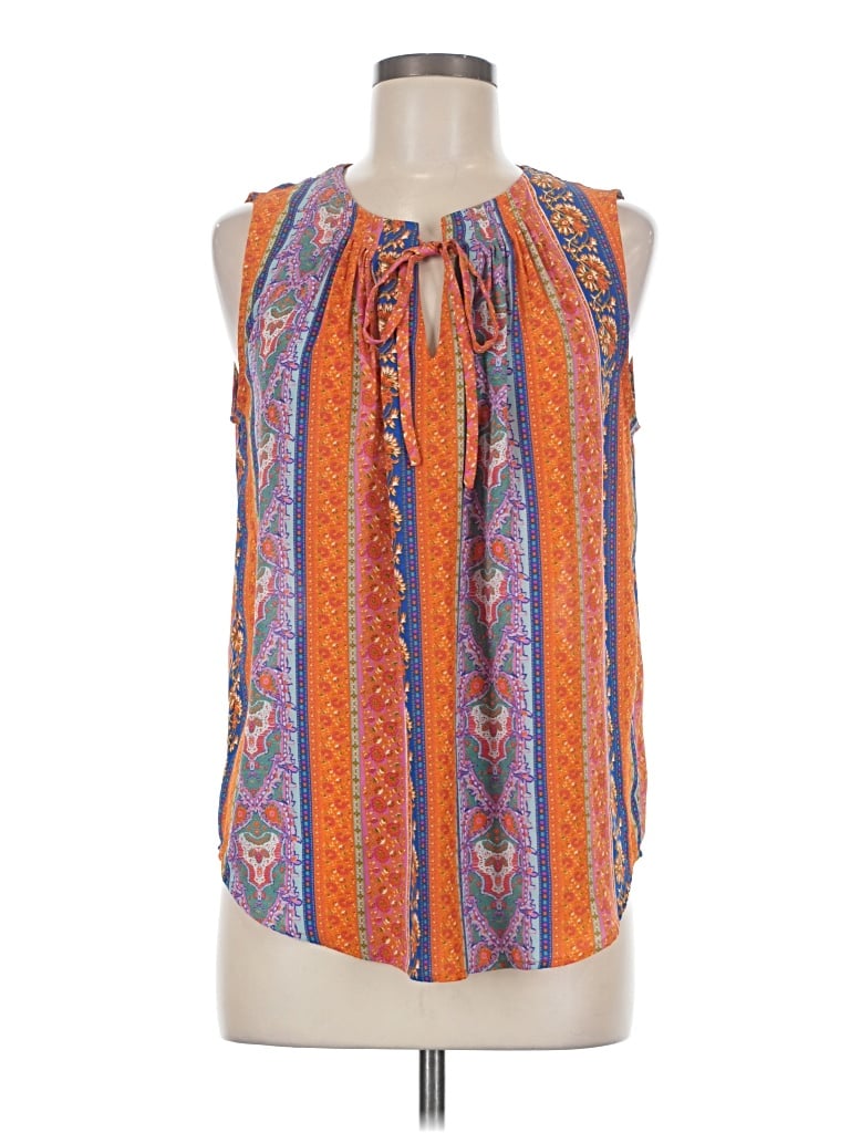 Pre-owned Cynthia Rowley Sleeveless Blouse In Orange
